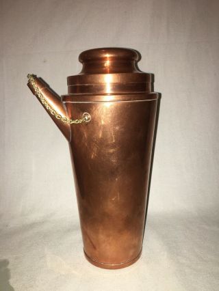 Jos Heinrichs York Copper Cocktail Shaker Vintage Barware Large 11.  5 Inch