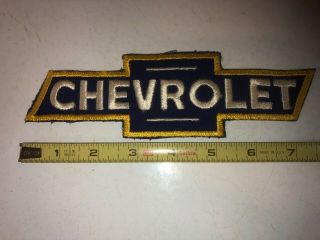 Vintage Chevrolet Chevy Bowtie Blue White Embroidered Patch 7.  5  X 2.  25
