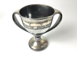 Vintage Loving Cup Trophy Meriden Silver Etched With Arts And Crafts Design