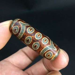 Collectible Rare Tibetan Old Agate 21 Eyed Dzi Bead Pendant Amulet D12
