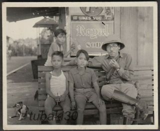 S25 Ww2 Philippine Campaign Japan Army Photo Apprentice Officer & Children