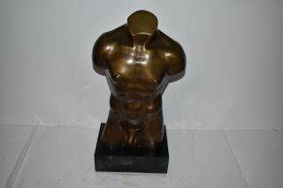 Bz Bronze Male Nude Naked Torso - 17 " Tall