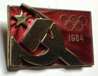 Soviet Russia 1984 LA Calif Olympic Games NOC Badge Medal Pin USSR Boycott Rare 2