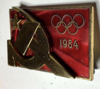 Soviet Russia 1984 LA Calif Olympic Games NOC Badge Medal Pin USSR Boycott Rare 3