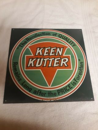 Vintage Metal Keen Kutter Axe Tool Store Display Sign 12x12