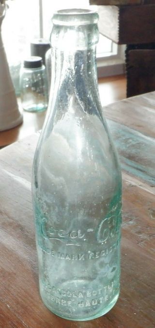 Early Straight Sided Light Green Terre Haute Indiana Coca Cola Bottle Coke