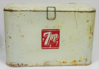 Vintage 1940 - 1950s Progress Refrigeration Embossed 7up Cooler Louisville Ky Rare