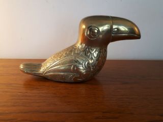Large Vintage Brass Parrot Bird Figurine