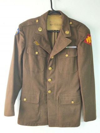 Ww2 Us Army Wool Dress Coat/jacket With Insignias And Awards Size 39 Small