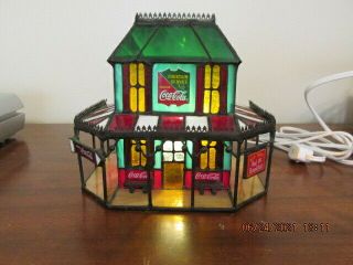 The Coca Cola Stained Glass Victorian Hotel 1997 Lighted House Franklin