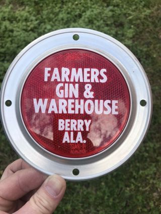 Rare Vintage Nos Farmers Gin Berry Ala.  Advertising Auto Reflector Topper Sign