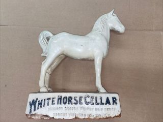Vintage C1900 White Horse Cellar Scotch Whisky Store Display - Sign
