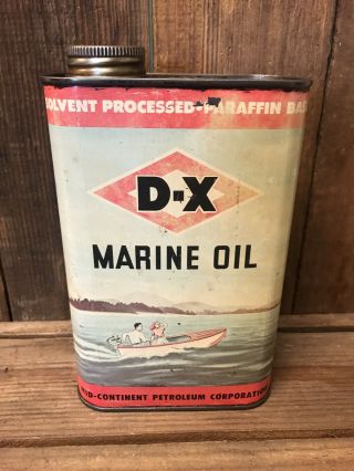 D X Marine Outboard Metal Oil Can Quart Mid Continent Petroleum Tulsa Oklahoma