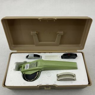 Vintage Dymo Organizer Labelmaker Kit 1610 - 05 Tan Case 3 Reels 3 Rolls Green