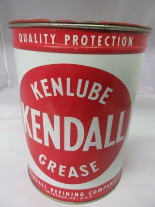 Vintage Advertising 5 Lb Kendall Grease Can Garage Oil Gas X - 231