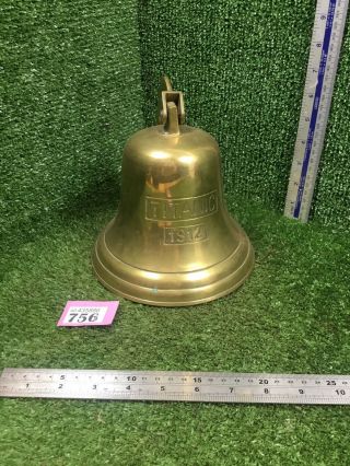 Vintage Brass Wall Mounted Bell Titanic 1912 With Brass Chain