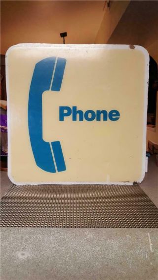 Vintage Telephone Pay Phone Booth Sign Panel Acrylic Plastic 19 5/8 "