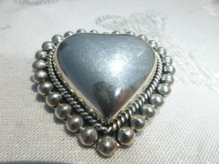 22 Grams Vtg Brooch Pin Marked Taxco Mexico 925 Sterling Silver Heart Pendant