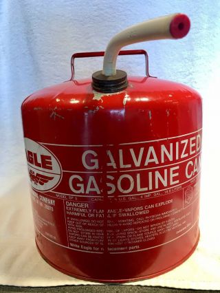 Vintage Red Gas Gasoline Can Eagle 5 Gallon Galvanized Metal Tank Model Sp 5 Usa