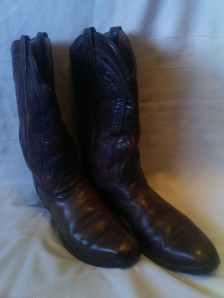 Lucchese 1483 Vintage Western Mens Cowboy Boots Black Cherry Leather Size 13a
