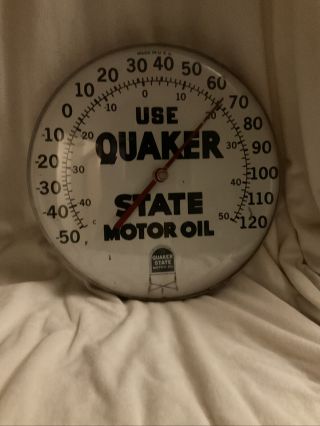 Vintage Use Quaker State Motor Oil 12” Thermometer