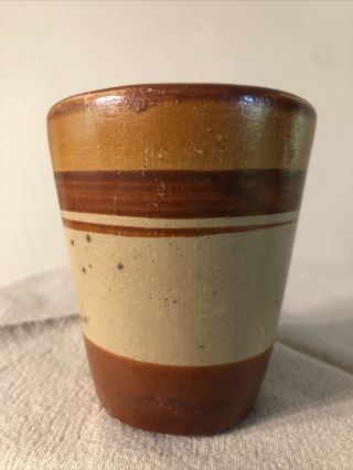 Vintage Tonala Mexico Folk Art Handmade Pottery Clay Water Cup Mug Planter 4”