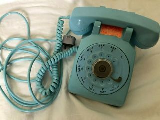 Vintage 1960s Western Electric Cd - 500 Turquoise Aqua Rotary Telephone