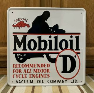 Mobiloil Gargoyle Metal Sign Motor Cycle Engine Oil Vintage Style Wall Decor
