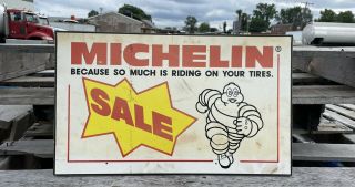 Rare Vintage Bibendum Michelin Tire Dealer Service Station Sign