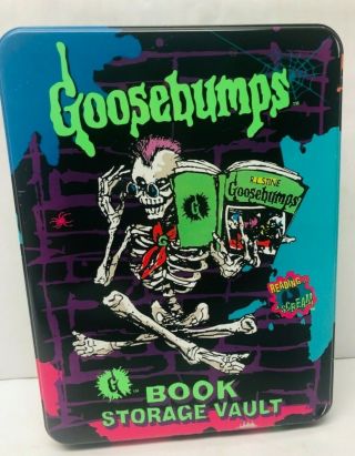 Goosebumps Book Storage Vault Tin Collectible 1996 Hersheys R.  L Stine Flaw Dent