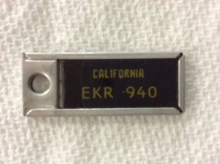 Vintage Dav Mini License Plate Tag,  Keychain Fob California Ekr 940 Look