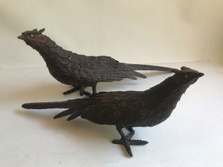 Two Bronze Pheasant Sculptures