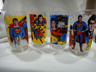 Set Of 4 Vintage 1978 Pepsi Superman The Movie Drinking Glasses Dc Comics