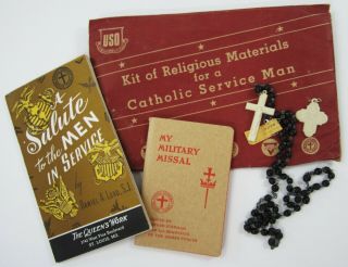 Wwii Bible Catholic Military Missal Rosary Kit Prayer Book Father Stedman 1942