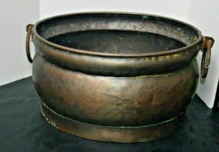 Antique Hand Hammered Dovetail Copper Pot Iron Ring Handles