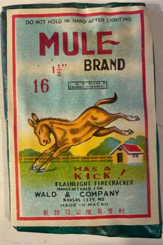 Mule Brand 1 1/2 - 16s Firecracker Label