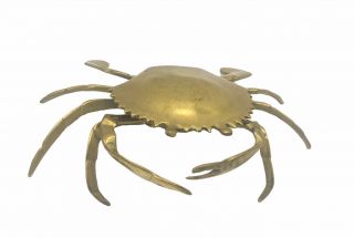 Vintage Brass Crab Hinged Trinket Box Stash Hideaway Ashtray Mid Century