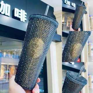 Starbucks Black Gold Diamond Studded Tumbler Cup 24oz China 2021 Valentine 