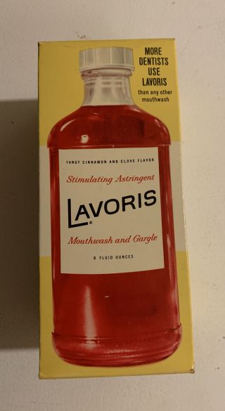 Vintage 1950s Lavoris Mouthwash Glass Bottle Box Nos Full Top Removed