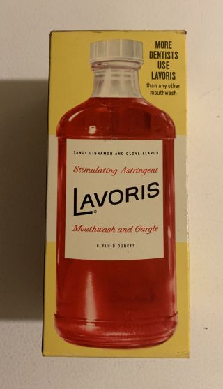 Vintage 1950s Lavoris Mouthwash Glass Bottle Box NOS Full Top Removed 3