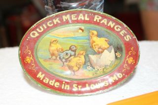 Vintage C.  1900 Quick Meal Ranges Stoves Change Tip Metal Tray Farm Gas Oil Sign