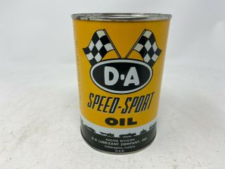 Old D - A Speed Sport Quart 1 Qt Metal Tin Motor Oil Can Sign Gas Station