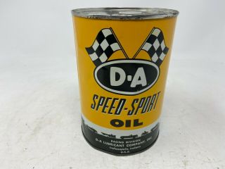 Old D - A Speed Sport Quart 1 QT Metal Tin Motor Oil Can Sign Gas Station 3