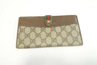 Authentic Gucci Gg Vintage Brown Leather Wallet 9449