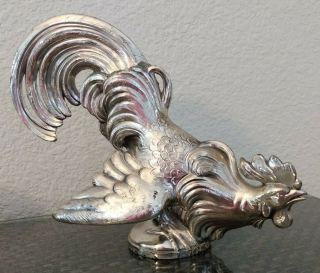 W.  B.  Mfg Co Weidlich Brothers Rooster Figurine Hood Ornament 7.  5 " Chrome 2251