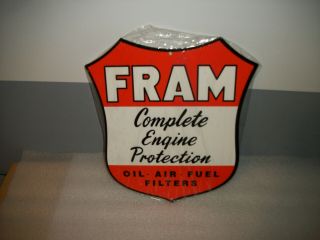Vintage Fram Oil Filter,  Motor Cleaner Authorized Dealer 12 " Metal Gasoline Sign