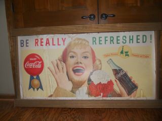 Vintage Coca Cola Double Sided Poster With Detached Wood Frame