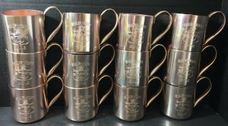 Vintage Set Of (12) Smirnoff Moscow Mule Mugs Copper Tone Aluminum 3.  13 " X 3 "