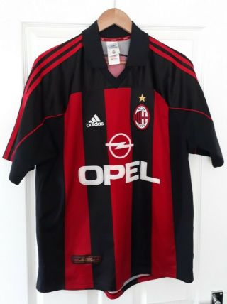 Ac Milan 2000 - 02 Large Football Home Shirt Adidas Serie A Vintage