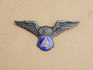 Wwii Civil Air Patrol Cap Pilot Wings,  Eagle Over Emblem,  Sterling,  Robbins Co.